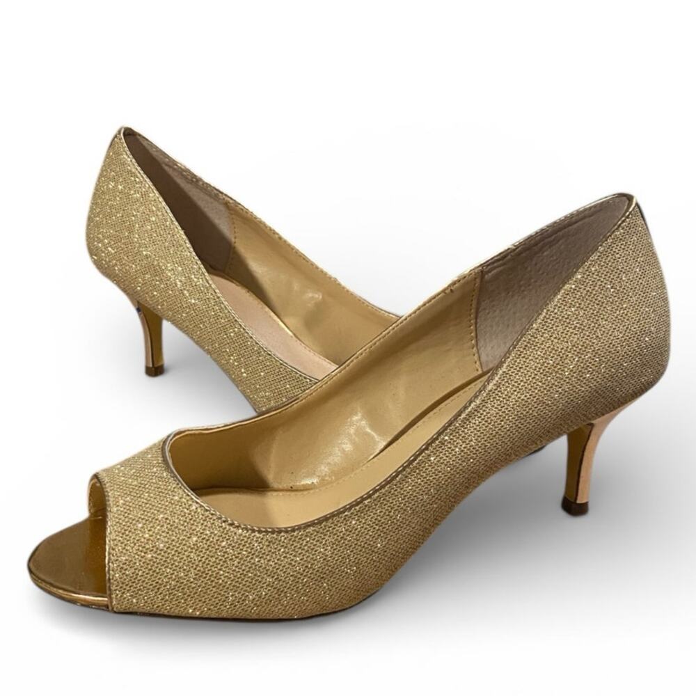 I. Miller Formal Dress Pumps Women's 8M Gold Trim Shimmer Wedding Prom Holiday